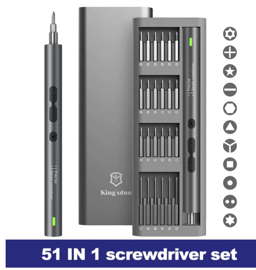Electric Screwdriver Set, 51 in 1, Battery, Mini Screwdriver, DIY Phone, Laptop, Watch, PC, New Arrival