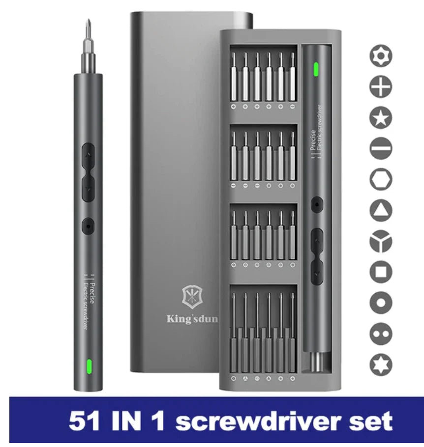 Electric Screwdriver Set, 51 in 1, Battery, Mini Screwdriver, DIY Phone, Laptop, Watch, PC, New Arrival
