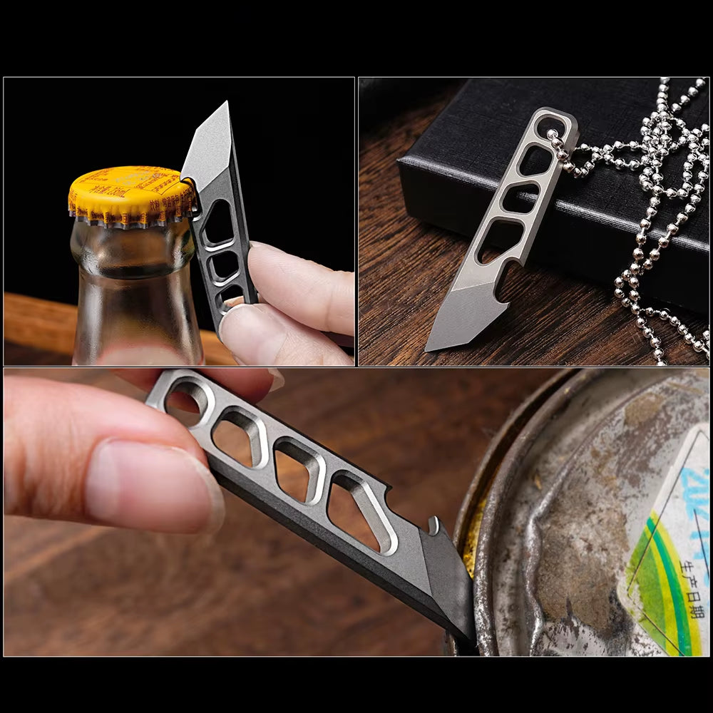 55Mm MINI TC4 Titanium Alloy Crowbar EDC Portable Open Delivery Tool Bottle Opener Self-Defence Unpacking Gadget Keychain Pendan
