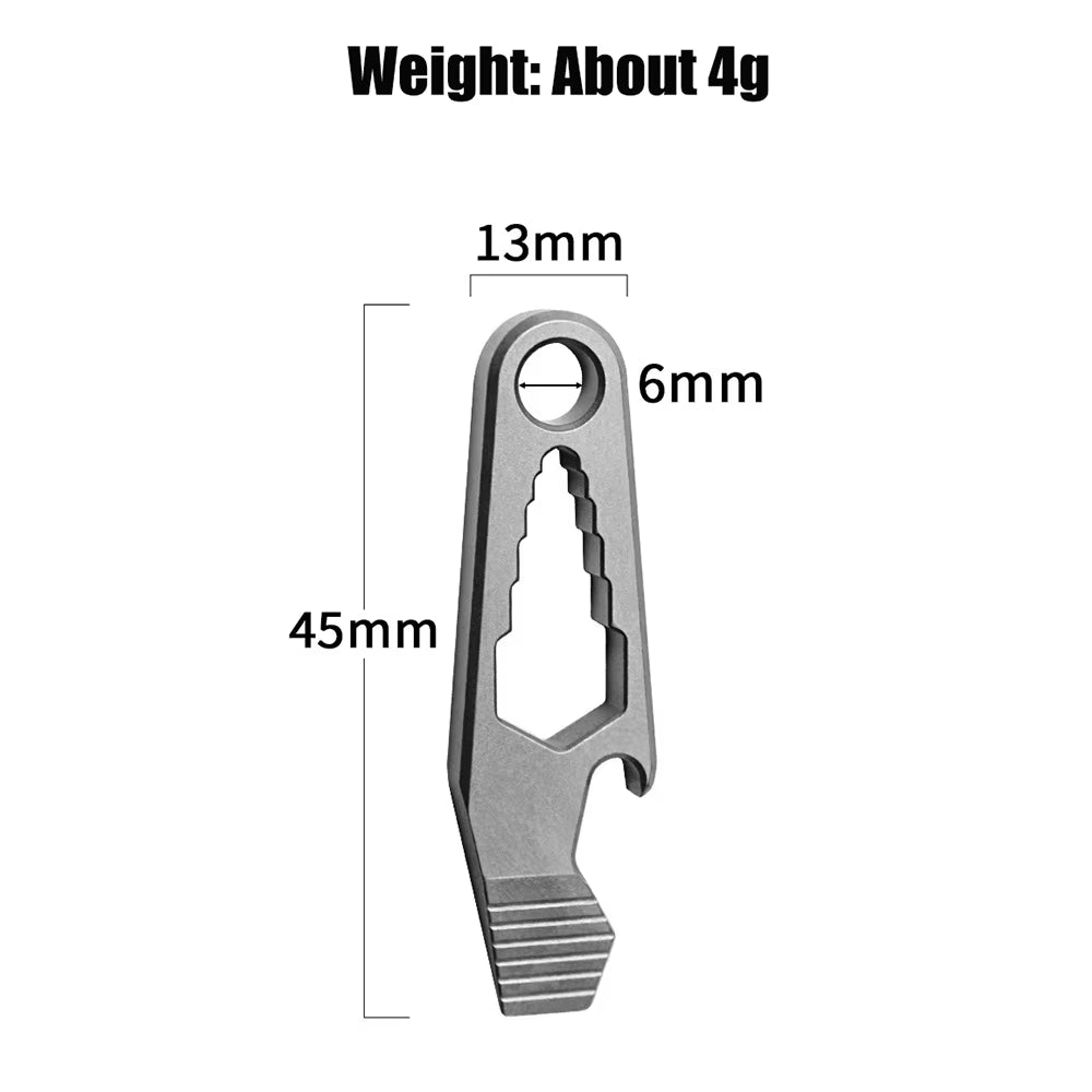 55Mm MINI TC4 Titanium Alloy Crowbar EDC Portable Open Delivery Tool Bottle Opener Self-Defence Unpacking Gadget Keychain Pendan